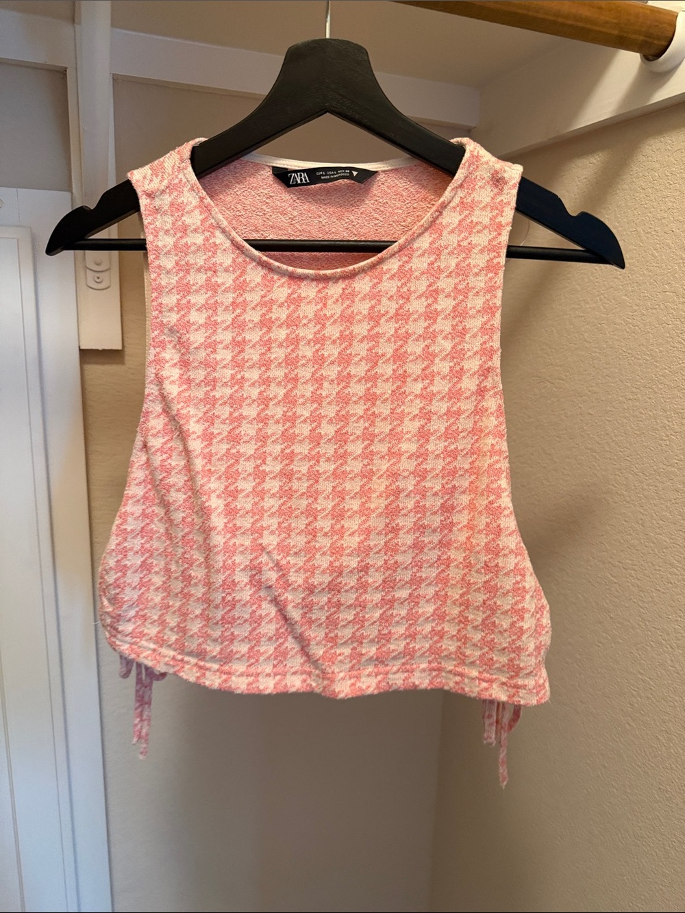 Zara Pink Houndstooth Crop Top